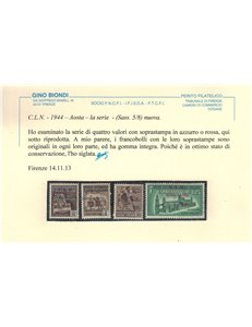 AOSTA 1944 Monumenti distrutti sovrast. su 3 righe 4v MNH** ©
