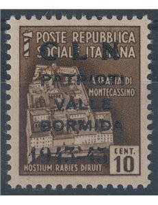 VALLE BORMIDA 1945 10c bruno non emesso MNH** ©