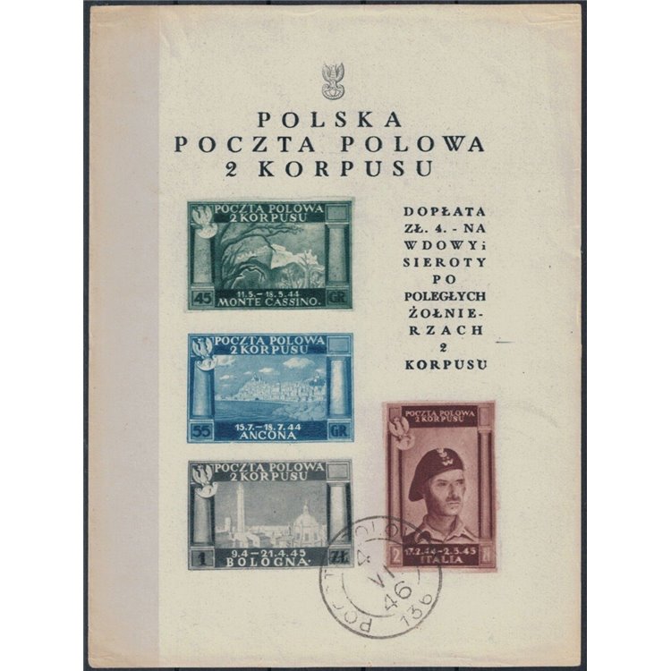 CORPO POLACCO 1946 Vittorie polacche in Italia (carta bianca) BF MNG ©