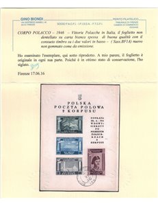 CORPO POLACCO 1946 Vittorie polacche in Italia (carta bianca) BF MNG ©