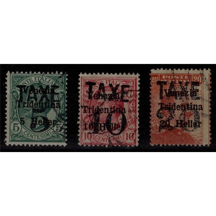 TRENTINO (BZ3) 1918-19 Venezia Tridentina (TAXE e cifre orizz.) 3v us ©