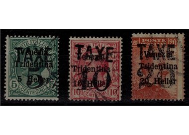 TRENTINO (BZ3) 1918-19 Venezia Tridentina (TAXE e cifre orizz.) 3v us ©