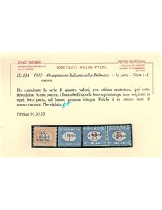 DALMAZIA 1922 Segnatasse 4v MNH** © (Lusso)