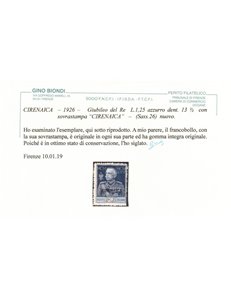 COLONIE CIRENAICA 1925-26 Giubileo del Re dent. 13½ MNH** ©