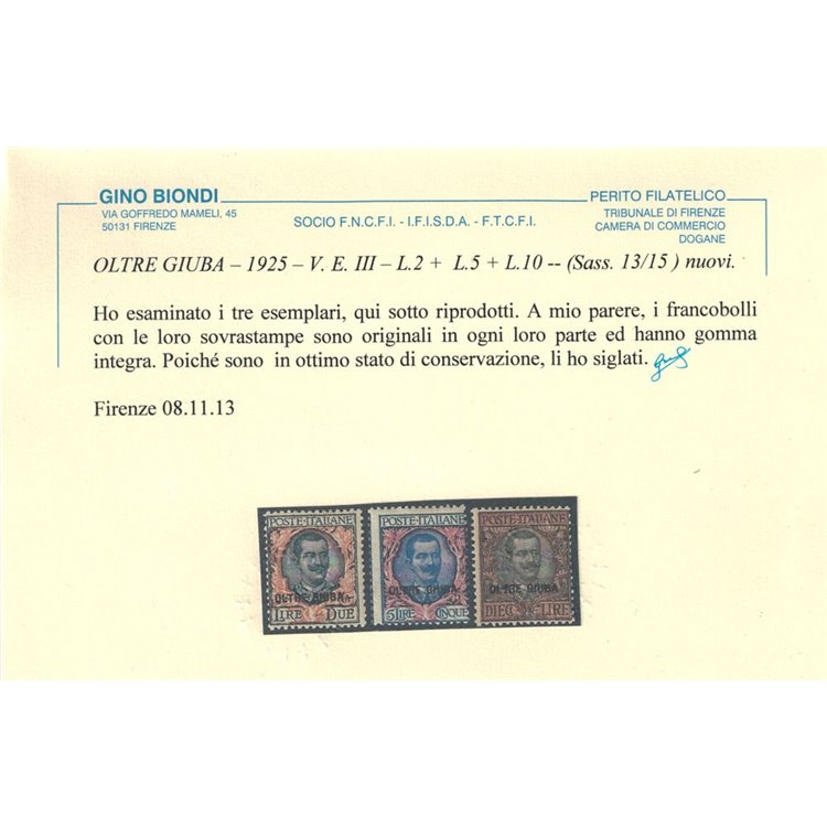 COLONIE OLTRE GIUBA 1925 Serie ordinaria 15v MNH** ©