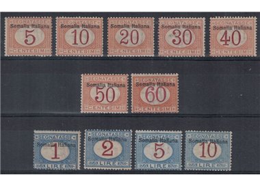 ITALIAN SOMALIA 1909 Postage Due 11v MNH**