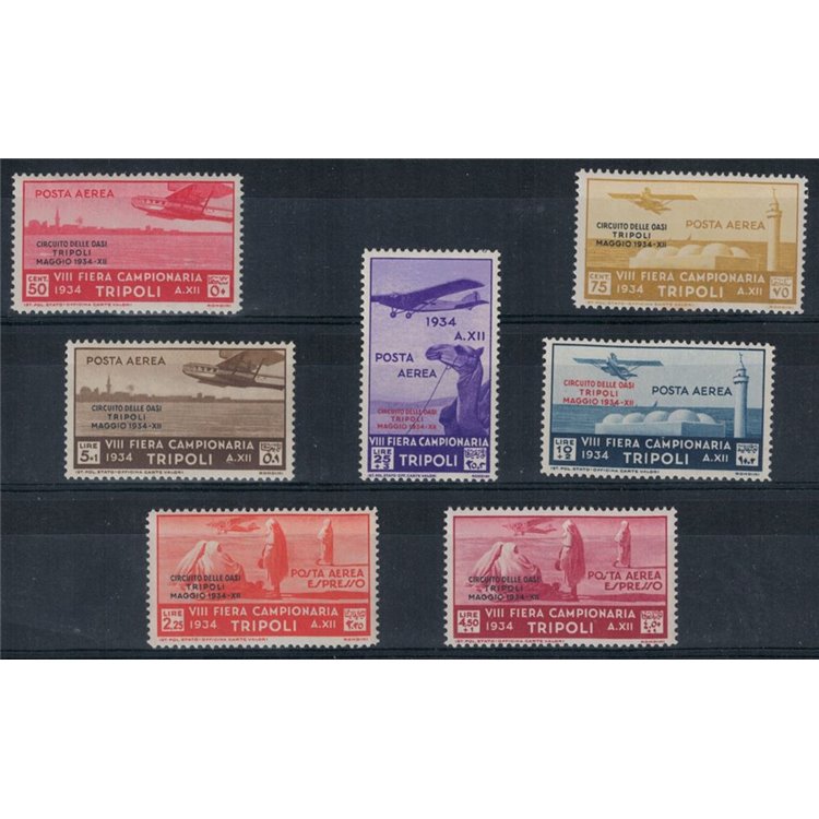 TRIPOLITANIA 1934 Oasis circuit (airmail) 7v MNH** ©