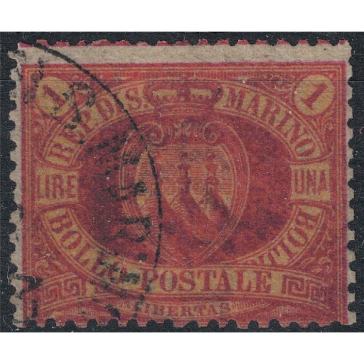 SAN MARINO 1892-94 1£ red on yellow us ©