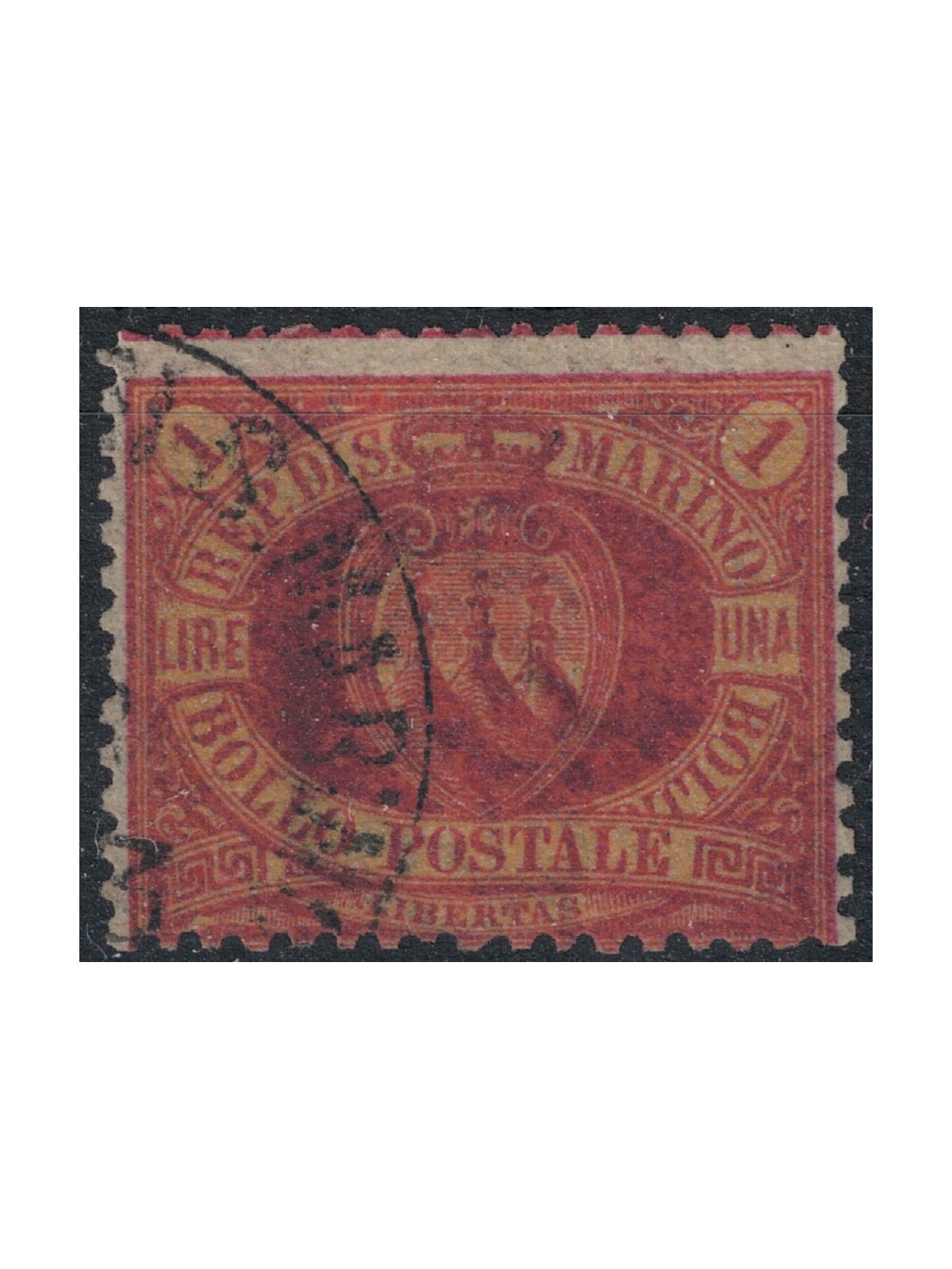 SAN MARINO 1892-94 1£ rosso su giallo us ©
