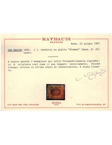 SAN MARINO 1892-94 1₤ rosso su giallo us ©
