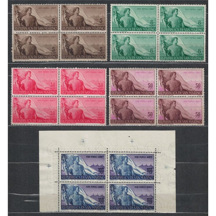 SAN MARINO 1948 Lavoro in quartina 5v MNH**