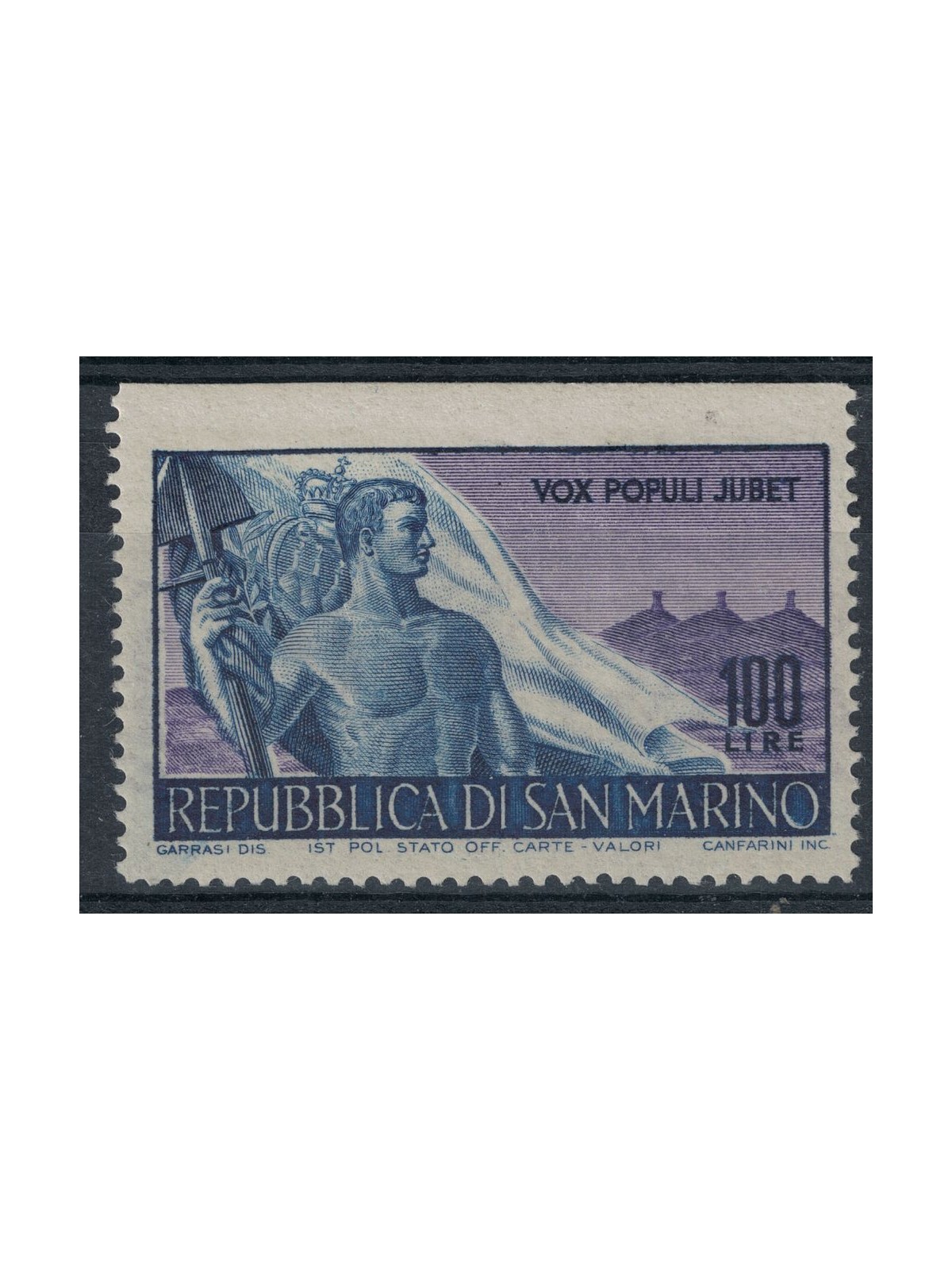 SAN MARINO 1948 Variety £100 Work imperforate at top MNH**