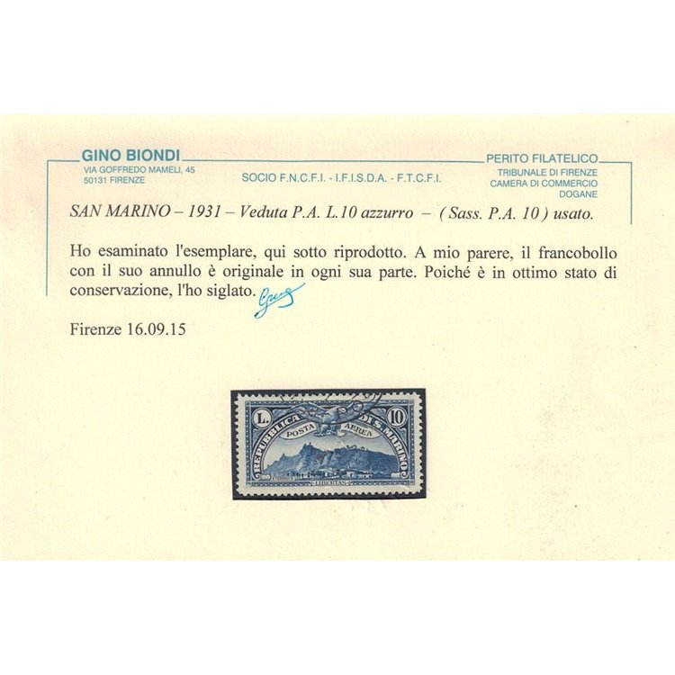 SAN MARINO 1931 Vedute (posta aerea) 10v us ©