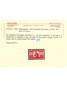 ITALIA 1945-46 ₤100 Democratica MNH** ©