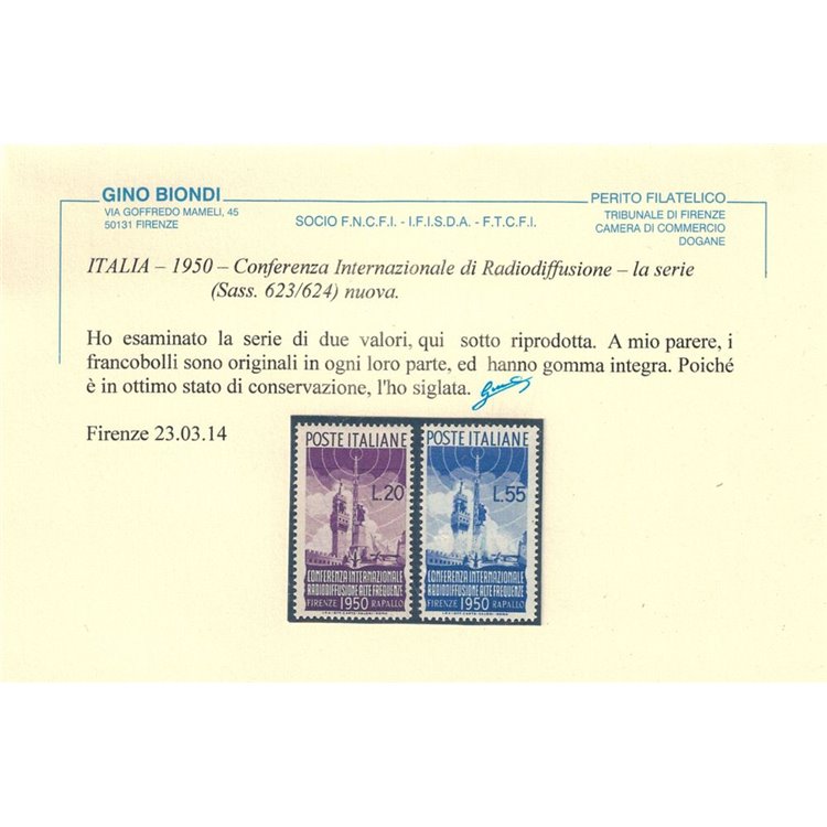 ITALIA 1950 Radiodiffusione 2v MNH** ©