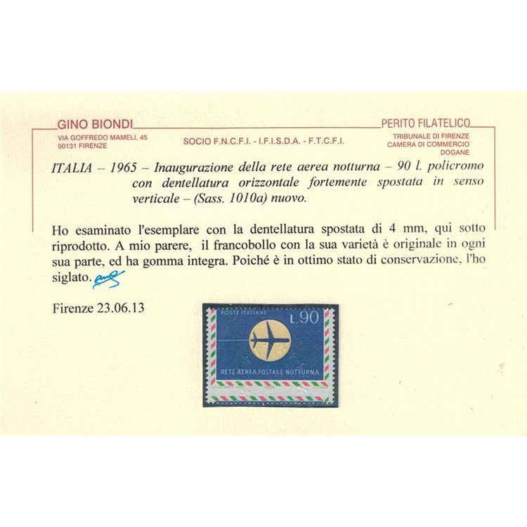 ITALIA 1965 Varietà ₤ 90 Rete aerea notturna MNH**