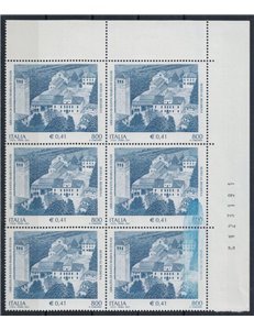 ITALIA 2001 Varietà Abbazia Santa Maria in Sylvis blocco di 6 MNH**