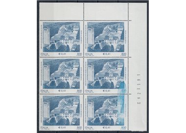 ITALIA 2001 Varietà Abbazia Santa Maria in Sylvis blocco di 6 MNH**