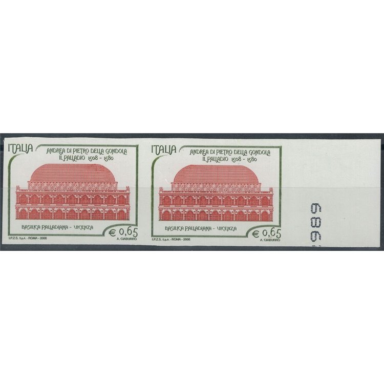 ITALY 2008 Palladium Variety imperforate MNH** ©