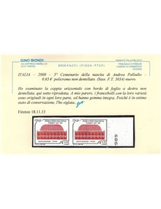 ITALIA 2008 Varietà Palladio non dentellato MNH** ©