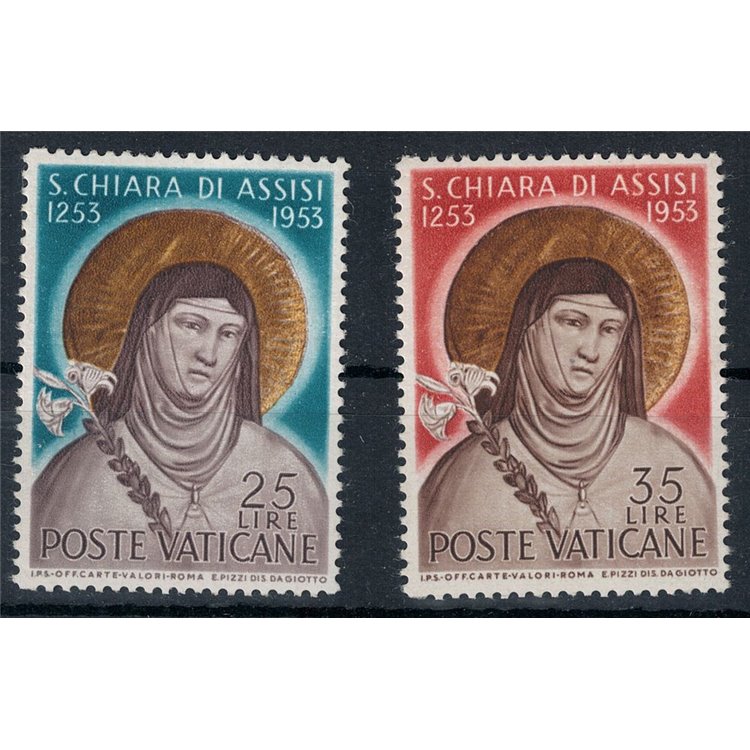 VATICANO 1953 Santa Chiara d'Assisi 2v MNH**