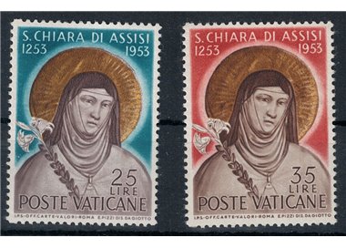 VATICAN 1953 Saint Clare of Assisi 2v MNH**