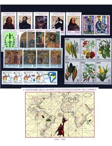 VATICAN 1992 Complete Year 26v + 1 s/s MNH**