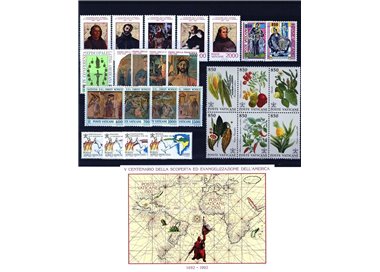 VATICANO 1992 Annata Completa 26v + 1 BF MNH**