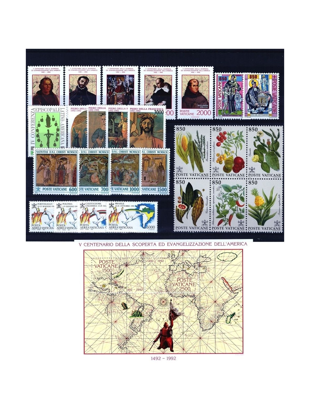 VATICANO 1992 Annata Completa 26v + 1 BF MNH**