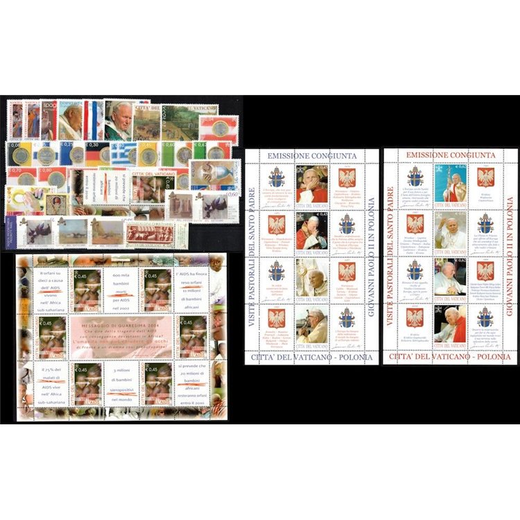 VATICANO 2004 Annata Completa 33v + 3 BF MNH**