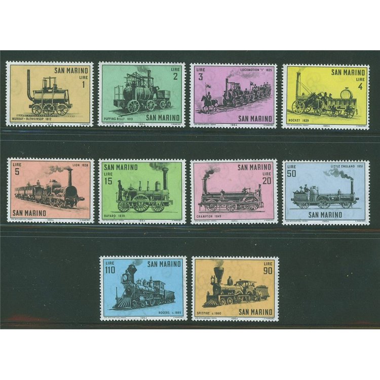 SAN MARINO 1964 History of the locomotive 10v MNH**