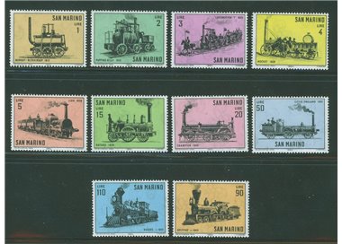 SAN MARINO 1964 History of the locomotive 10v MNH**