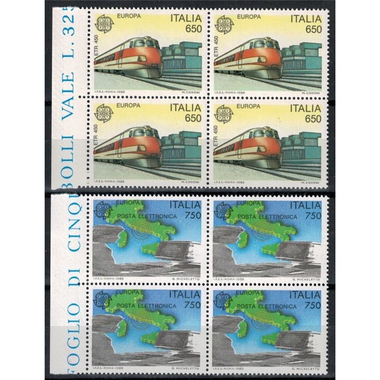 ITALIA 1988 Europa 2v in quartina MNH**