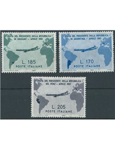 ITALIA 1961 Viaggi del Presidente Gronchi 3v MNH**