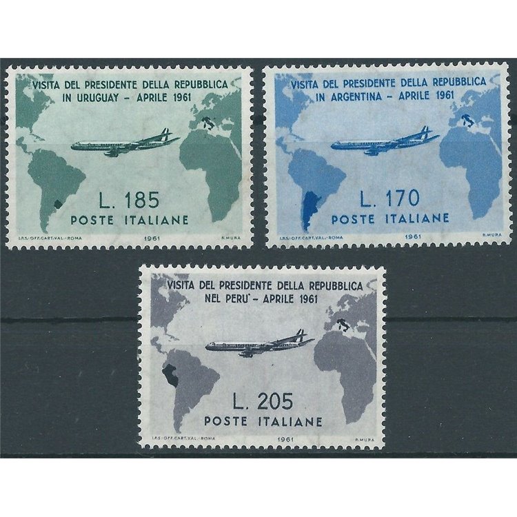 ITALIA 1961 Viaggi del Presidente Gronchi 3v MNH**