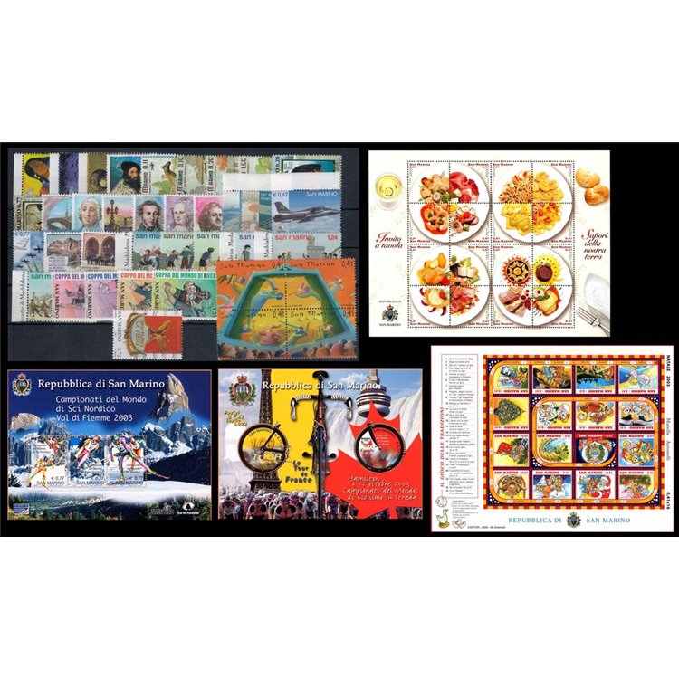 SAN MARINO 2003 Annata completa 37v + 4 BF MNH**