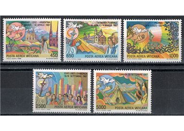 VATICANO 1988 Viaggi di Giovanni Paolo II (posta aerea) 5v MNH**