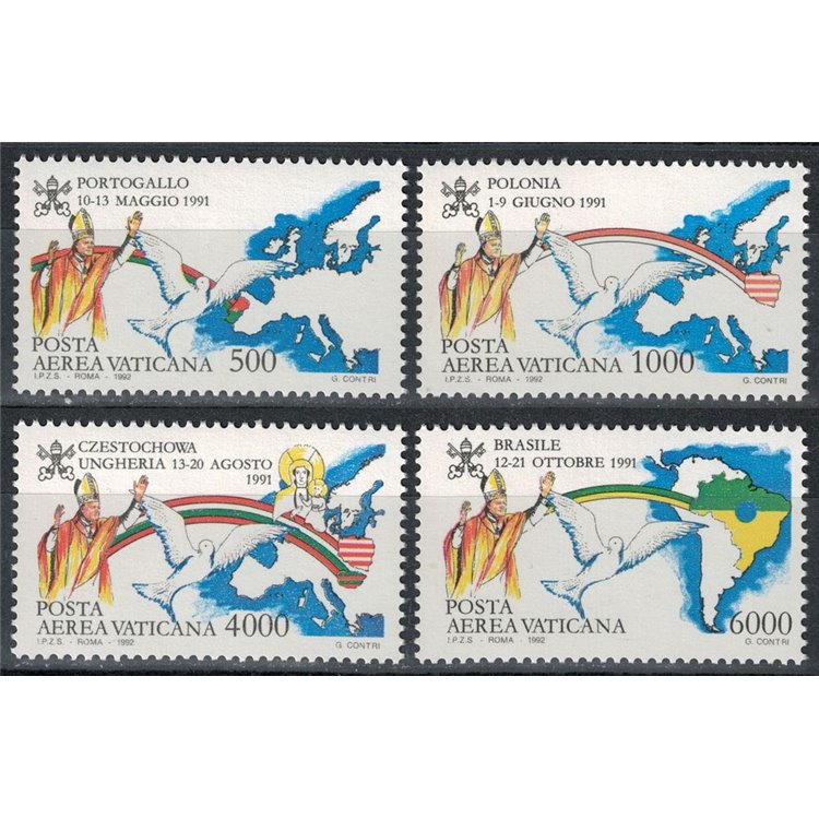 VATICANO 1992 Viaggi di Giovanni Paolo II 4v MNH**
