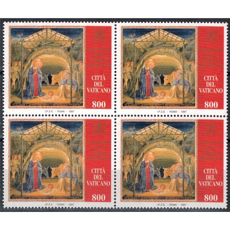 VATICANO 1997 Natale in quartina MNH**