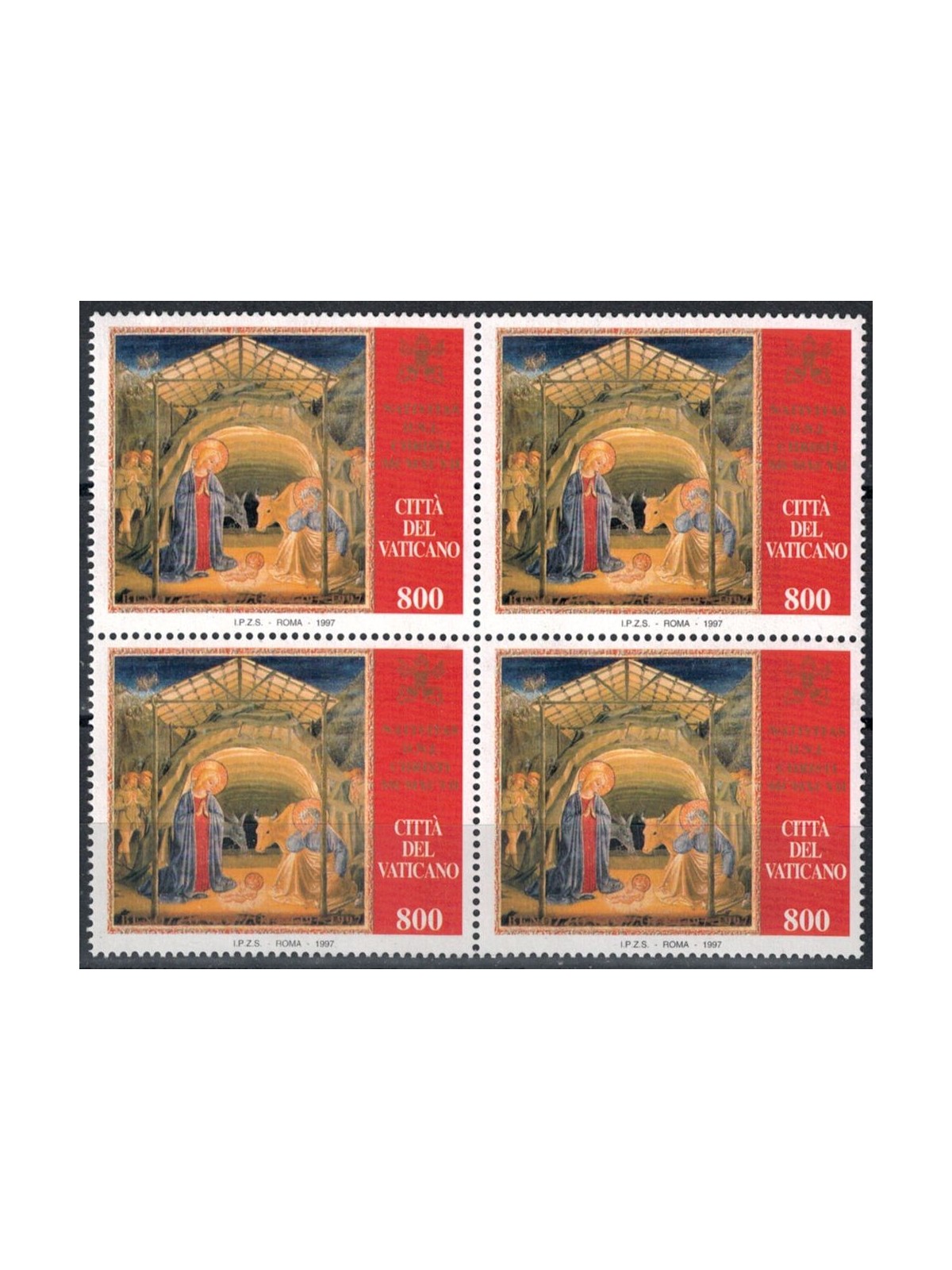VATICANO 1997 Natale in quartina MNH**