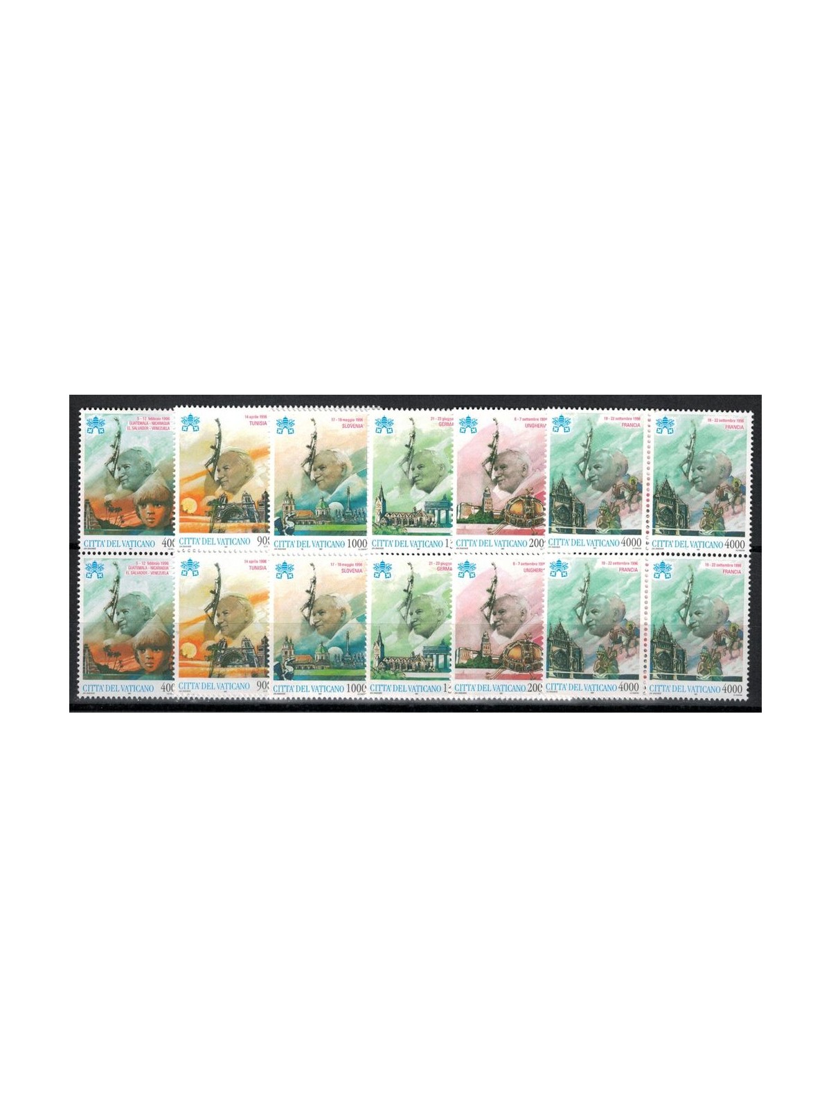 VATICAN 1997 Travels of John Paul II 6v in block of four MNH**