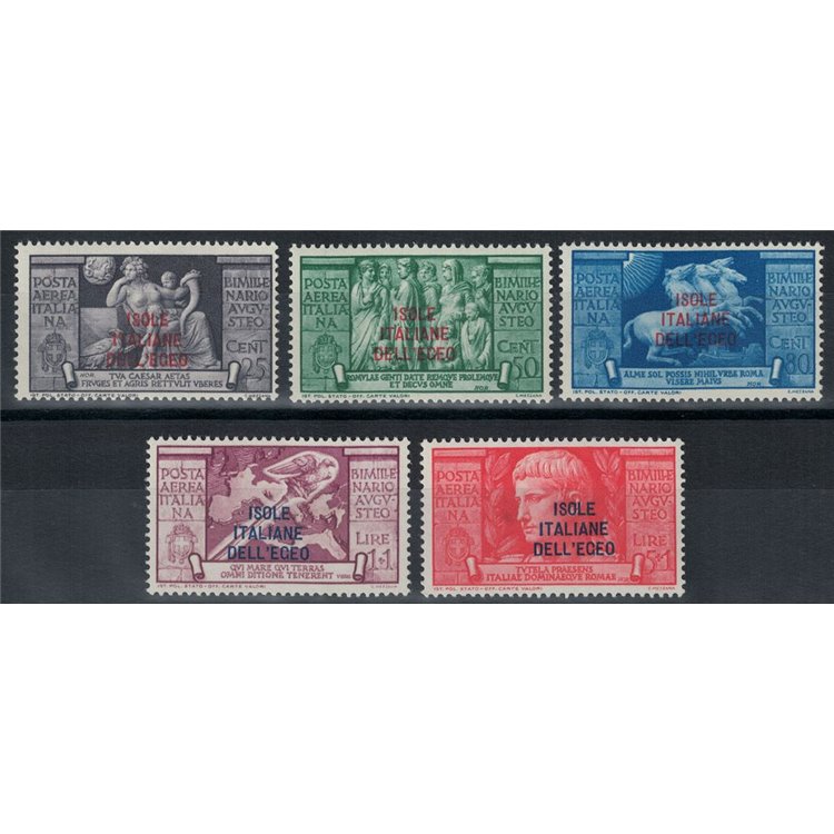AEGEAN 1938 Augustus (airmail) 5v MH*