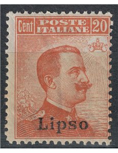 EGEO LIPSO 1922 20c arancio filigrana corona MH*