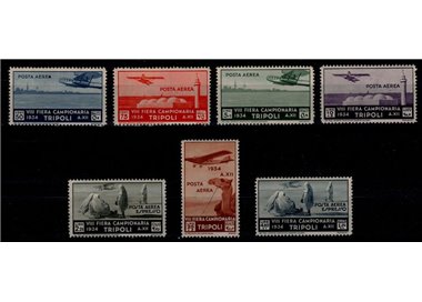 TRIPOLITANIA 1934 8ª Fiera di Tripoli (posta aerea) 7v MH*