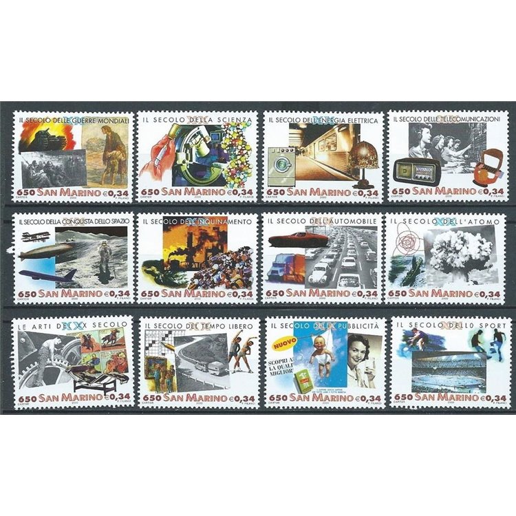 SAN MARINO 2000 XX Secolo 12v MNH**