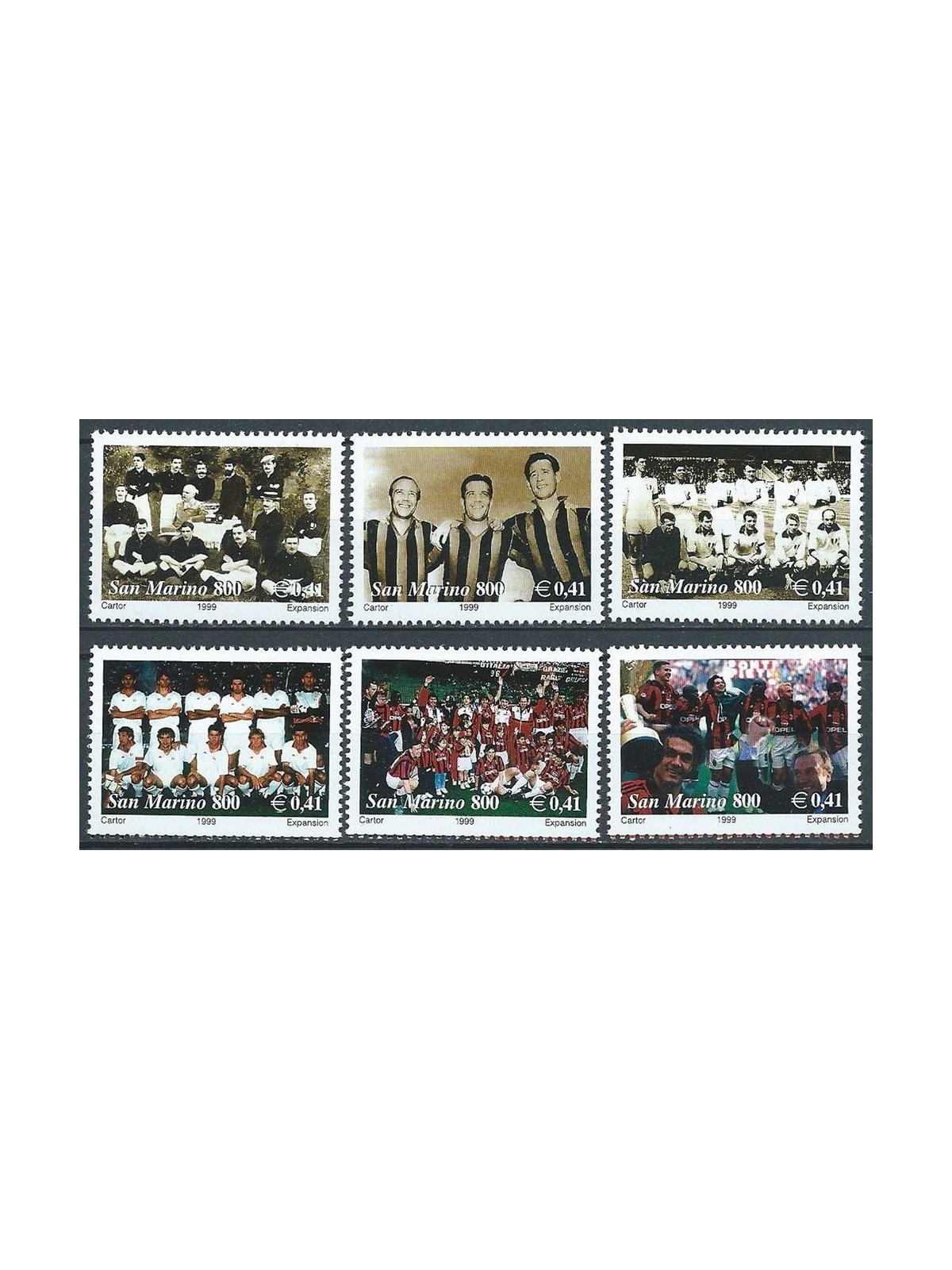 SAN MARINO 1999 Cento anni di Milan 6v MNH**