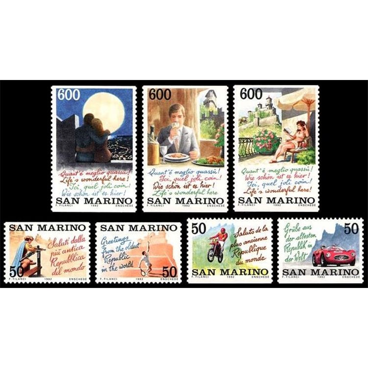 SAN MARINO 1992 Attrattive turistiche di San Marino 7v MNH**