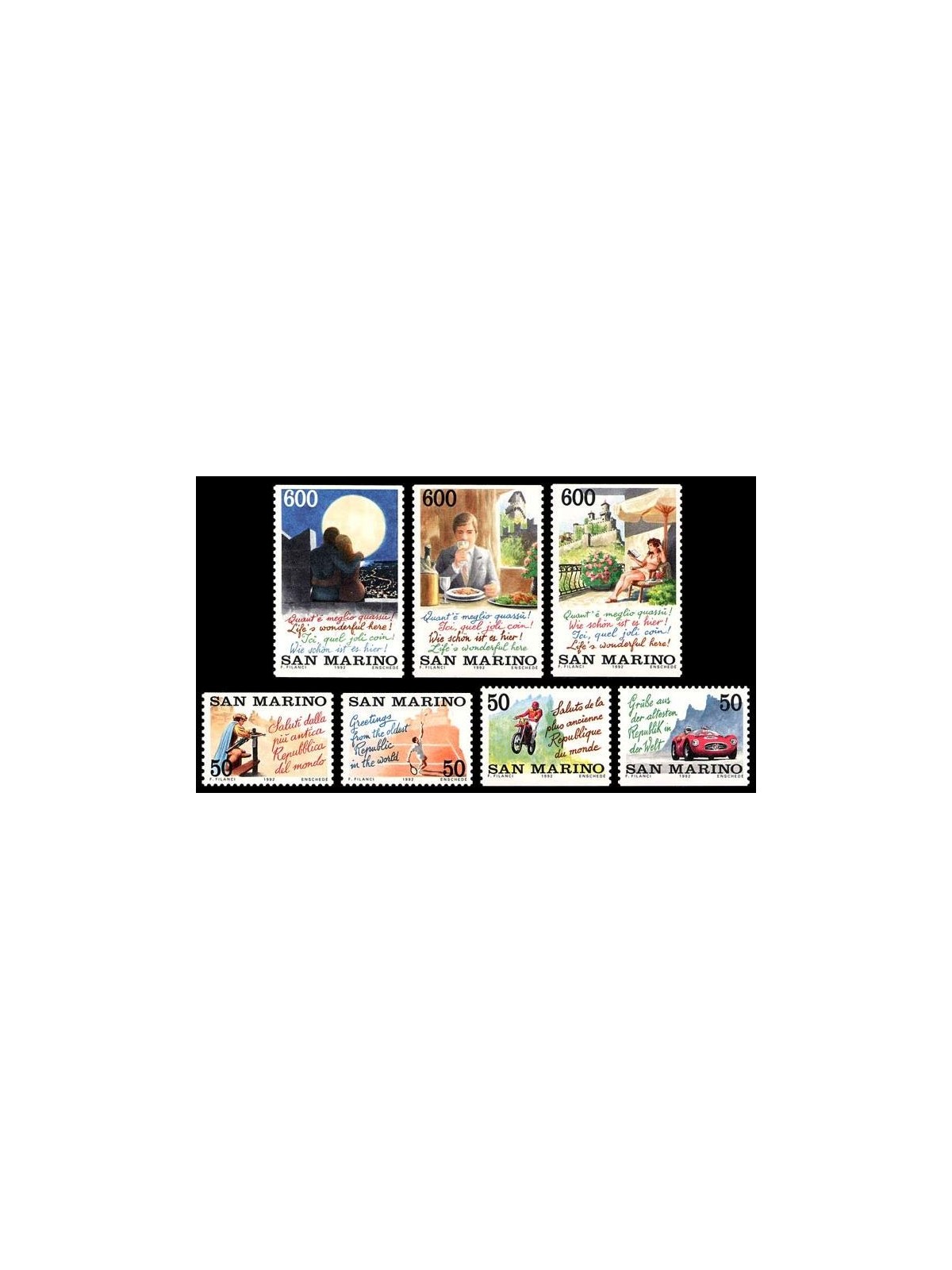 SAN MARINO 1992 Tourist attractions of San Marino 7v MNH**