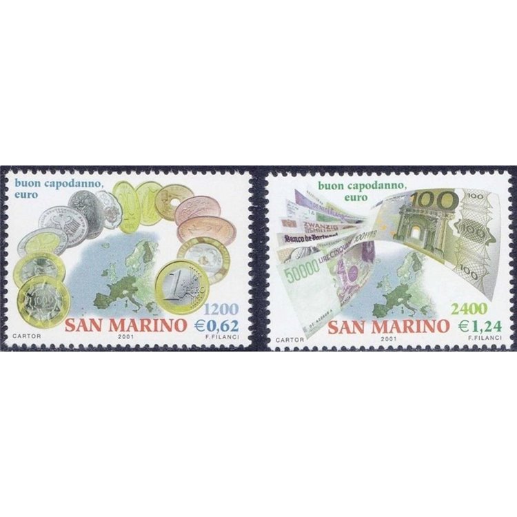 SAN MARINO 2001 Welcome Euro 2v MNH**
