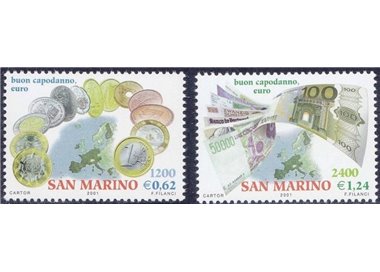 SAN MARINO 2001 Benvenuto Euro 2v MNH**
